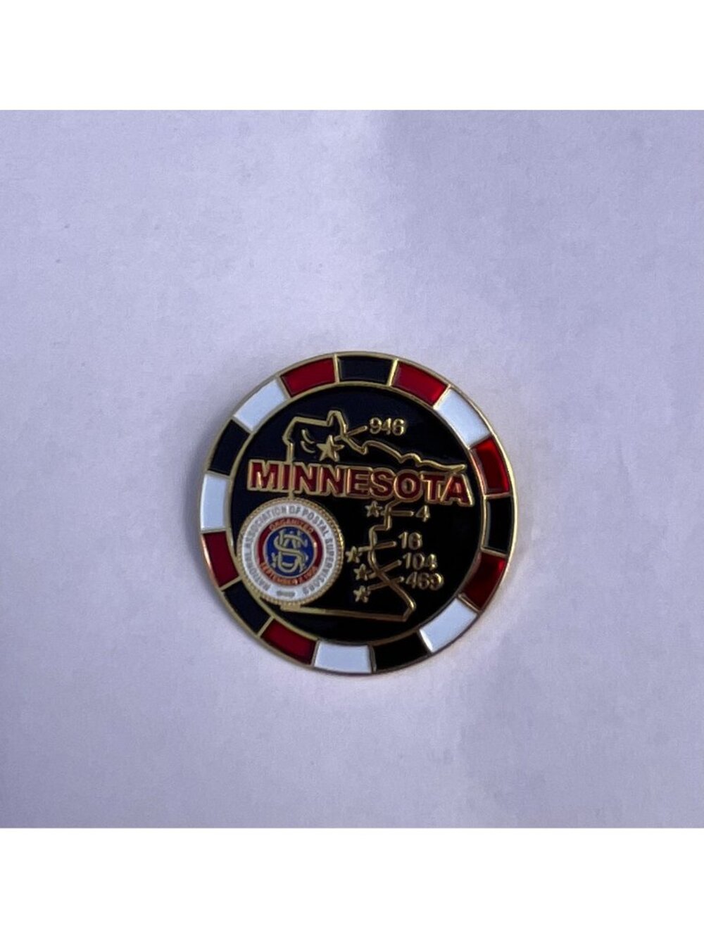 Vintage Minnesota NAPS Casino Chip Style Enamel Lapel Pin Branches 946 4 16 104